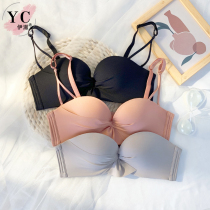 Yechul seamless underwear womens small breasts gather without steel ring flat chest aa cup not empty cup bra female bra set thick model