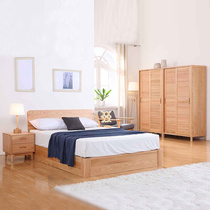 Full solid wood bed oak bed simple Japanese high Box Storage Bed 1 5 1 8 Oak pneumatic bed master bedroom furniture
