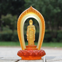  Amitabha Buddha Buddha statue ornaments Chinese home ornaments Indoor study decoration crafts Ancient glass statue