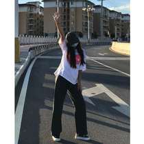 Jeans women 2021 autumn and winter New black Gray high waist wide legs thin high Korean loose straight pants