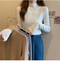 Semi - high - collar long - sleeved knitted sweater 2022 - winter new loose and thin - tight inner and blown sweater