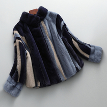 Whole mink mink fur coat girl short style 2021 new Heining mother mink fur collage sweater jacket young