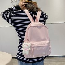 Han Edition Original Juku Ulzzang Pure Color Junior High School Student School Bag Female Summer 2021 New High CUHK Capacity Double Shoulder Bag