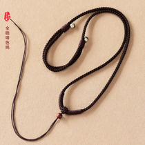 Jade jade pendant lanyard necklace rope men and women high-end woven fine Buddha brand thick gold red black halter neck