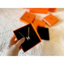 H classic letter pop enamel necklace glamour orange every woman deserves a little red book