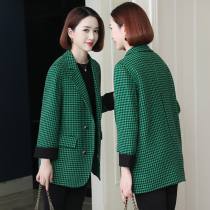 Zqqz double-sided woolen coat women's 2021 new houndstooth slim suit wool woolen coat 1191
