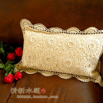 Fresh Water Lotus Pure Cotton Hand Crochet Hook Stitch Solid Hook Flowers Weave European And European Style Countryside Field Garden Hug Waist Pillowcase With Core