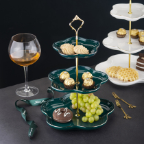 European-style three-layer dessert plate cake dessert table multi-layer pastry living room ceramic fruit plate home candy tray rack