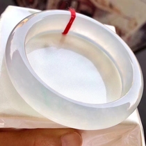 Longyu culture Burmese bracelet white ice warm and full delicate and clean jade jade bracelet ice glue