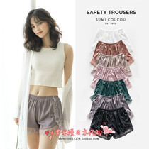 Japanese GP Embroidered Silk Satin Dual-use Lace Safety Pants Woman Anti-Walking Light Extractable Wearing Home Shorts For Underpants