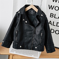 Childrens clothing Childrens leather jacket 2021 new autumn and winter Korean version CUHK Baby Baby Foreign Air Leather Jacket Locomotive Blouse