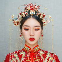 Bride Xiuhe headdress 2021 new Chinese tassel wedding toast dress ancient phoenix crown ancient dress walk to find Lei