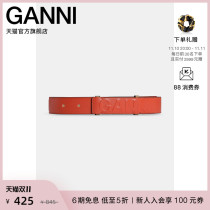 Ganni Ladys 2022 New Classic Logo Red Adjustable Leather Belt Accessory A4315398
