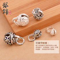 s925 sterling silver diy accessories Thai Silver Bell Nebula pendant pendant handmade red rope bracelet necklace beaded material