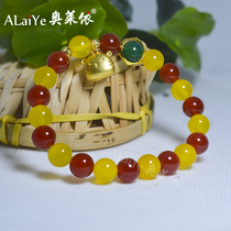 Red Yellow Green Natural Agate Jade Medullary Tiger Head Bracelet Girl Couple Girlfriends Strings This Life Tiger Year Jewelry First Ornament