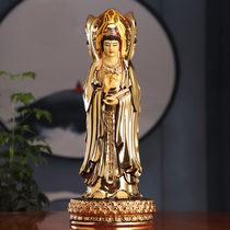 Three-sided Guanyin Buddha statue Home dedicated to Guanyin Bodhisattva ornaments Taiwan Shengfan pure gilt copper Sea Guanyin Station