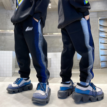 Boys' pants add velvet and autumn 2022 new children's spring and autumn outfits thickened leisure sweatpants