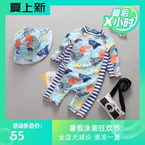 Korean children warm one-piece beach swimsuit pants suit Boys sunscreen children baby one-piece surf suit tide