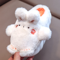 Rabbit Girls Winter Cute Cotton Slippers Home Indoor Shoes Fur Shoes Plus Velvet Thickened Warm Children Fur Shoes