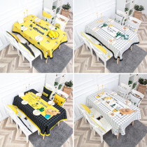 ins Wind fresh cactus Plaid thickened cotton and linen anti-scalding dustproof table cover rectangular