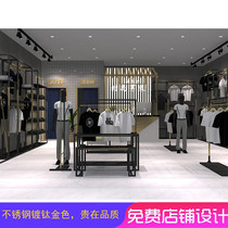 Mens store shelves Clothing display rack Shop overall decoration hanger wall floor-to-ceiling black gold simple shelf