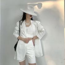  Dark knight blazer female ins tide white Zhang Tianai the same high-quality new side zipper suit