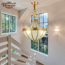 American stair chandelier platform duplex rotating chandelier Villa pavilion entrance hall lamp European corridor lamps