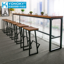 Wrought iron American solid wood bar table Wall bar bar chair Household long table Bar high foot table Cafe bar table