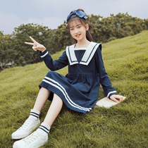 Girl dress spring and autumn 2021 New style princess dress autumn college style big Children girl skirt