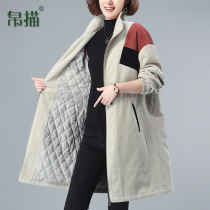 Standout lamp core suede jacket woman 2021 new medium long style winter jacket middle-aged mother clip cotton thickened wind clothes winter
