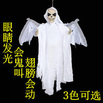 Halloween voice-controlled bat hanging ghost eyes glowing wings will move voice ghost called hanging ghost new ghost festival products