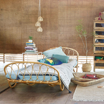 Nordic rattan choreography inauthentic rattan sofa bed Indonesia natural and tasteless childrens bed folk guest house bamboo weaving and rattan art bed