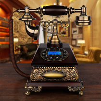 Antique telephone Solid wood European pastoral vintage rotary dial telephone Living room Home antique telephone landline