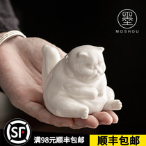 Stick to creative personality cute ceramic lucky cat animal tea pet desktop home decoration gift tea art ornaments