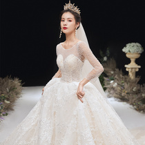 Wedding dress 2020 new drag exhaust gas forest department super fairy dream dress female small man simple thick arm long sleeve