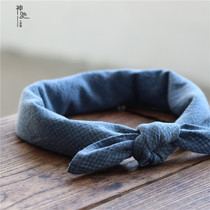 Shenchipure cotton check square towel ) Simple plain scarf handkerchief ) Rustic pastoral style