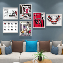 aj sneakers poster hanging picture NBA Jordan decorative painting KAWS Tide brand creative illustration photo wall art photo frame painting