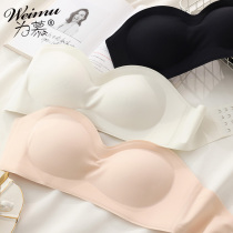 Strapless underwear womens summer thin one-piece big breasts show small breasts gather non-slip wrap chest invisible tube top bra