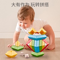 NOCKY Natch Rainbow Towers Collage 100 Pyramid Building Blocks Puzzle Assembly Stacked Toy Children Creativity
