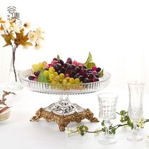 ins crystal glass bronze cake plate method light lavish round fruit refreshment with afternoon tea dessert tray hem