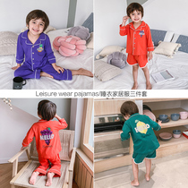 imsweet boys pajamas set 2020 summer new childrens home clothes three-piece set of middle and large childrens clothes trend