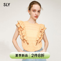 SLY 2022 Summer New Temperament Sweet and Double Agaric Side Sleeveless T-shirt Woman 030FSR80-4820