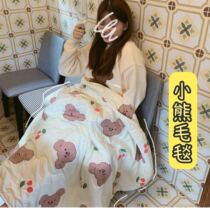 Original homemade cherry bear blanket air conditioning is lunch break small quilt soft blanket sofa casual blanket