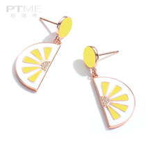 Design sense niche fresh lemon Net red earrings female sterling silver temperament earrings personality studs 2021 New Tide