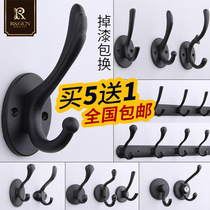 Home black metal adhesive hook shoe cabinet hook single clothes wall hanging wall wardrobe perforated coat hook