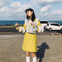 Huang Niuniu students original homemade pine moon fake two Mao National style autumn and winter long-sleeved modified cheongsam skirt