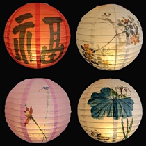 Ancient wind paper lanterns decorated with Mid-Autumn Festival folding lantern props Chinese wind hand jacquard light shooting arrangement paste