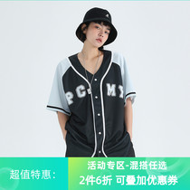 PCMY Collision Color Mesh Baseball Shirt T-shirt Youth Free of hot short sleeves Compassionate Fashion Men And Women Round Collar Casual Lovers