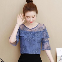 Chiffon shirt short sleeve women 2020 New Tide very fairy foreign style jacket lace summer dress ladies wild fashion