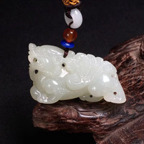 And Tian Yustereo Kirin pendant pendant male and female white jade jade pendant pendant